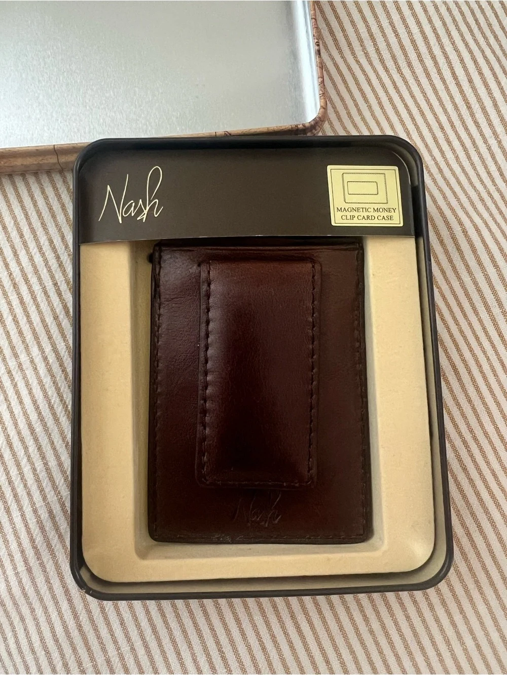 Nash Men's Leather Magnetic Money Clip Card Case - Brown
